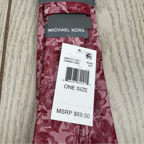 623 - Michael Kors Carman Floral Tie Rose 640 2MKC23-1032 Silk Blend $69.50 - Picture 4 of 5